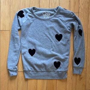 Chaser XS Gray Heart Patterned Sweatshirt